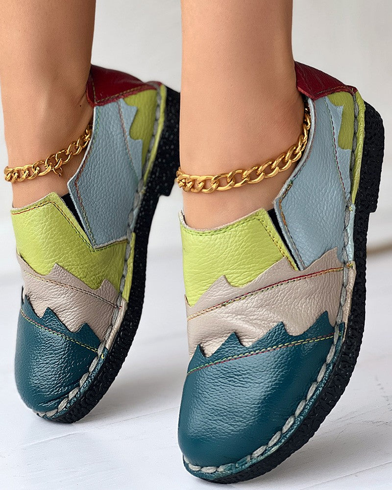 Colorblock Slip On Slit Detail Casual Loafers