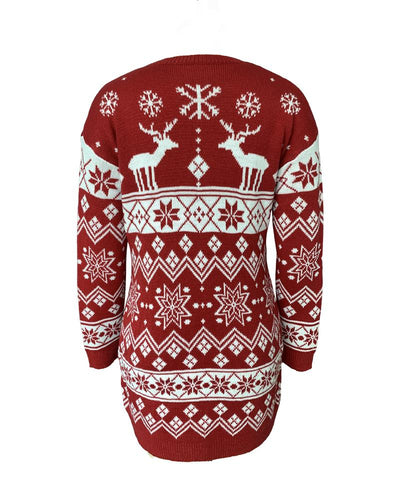 Christmas Fair Isle Pattern Knitted Sweater Dress