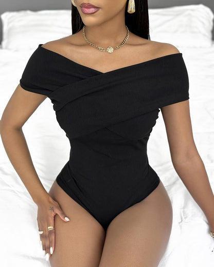 Off Shoulder Ruched Bodysuit