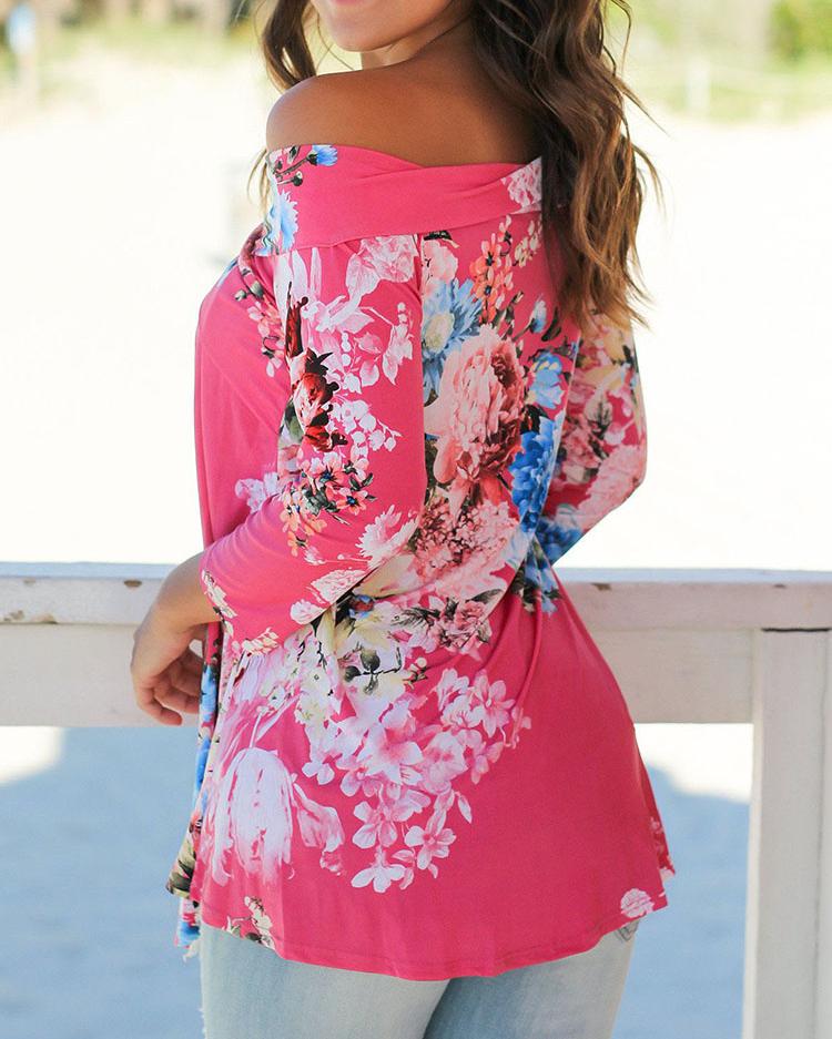 Stylish Floral Off Shoulder Casual Blouse