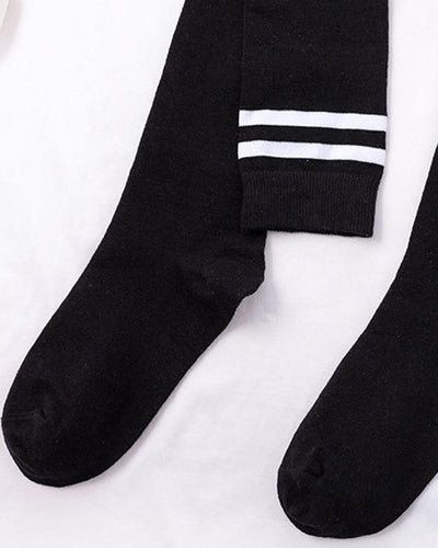 1Pair Striped Over Knee Socks
