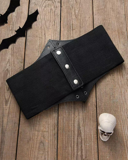 Buckled Snap Button Wide Waistband Corset Belt