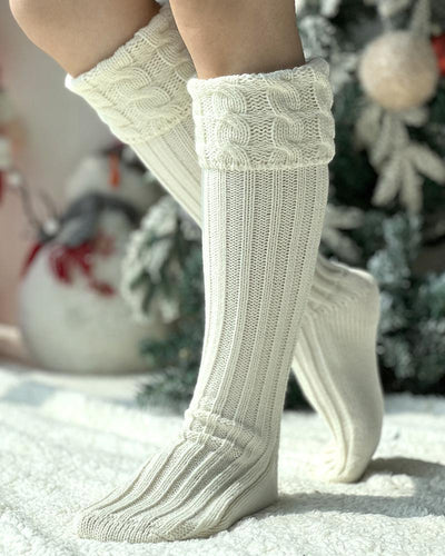 1Pair Braided Over The Knee Winter Socks
