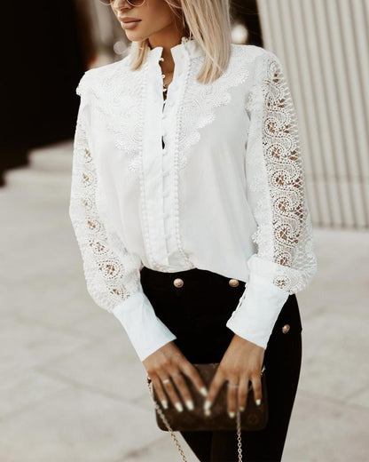 Contrast Lace Long Sleeve Shirt