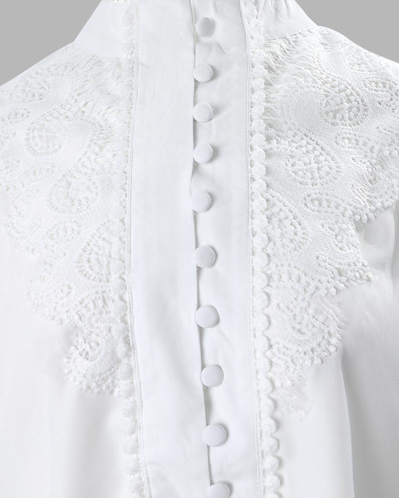 Contrast Lace Long Sleeve Shirt