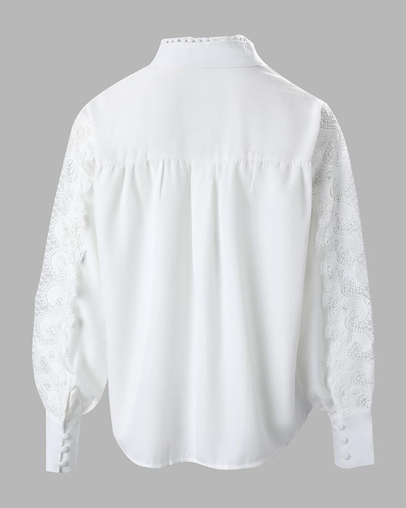 Contrast Lace Long Sleeve Shirt