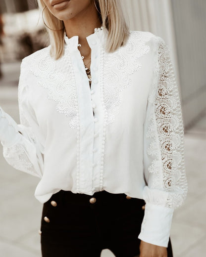 Contrast Lace Long Sleeve Shirt