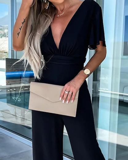 Plunge Wide Leg Jumpsuit