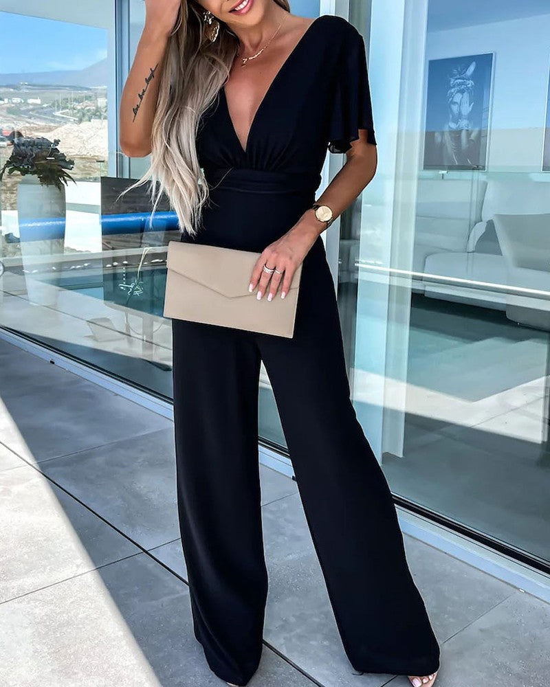 Plunge Wide Leg Jumpsuit