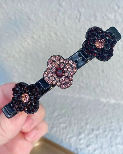 1pc Crystal Floral Pattern Braided Hairpin