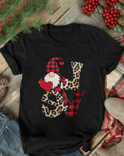 Christmas Letter Print Short Sleeve Casual T shirt