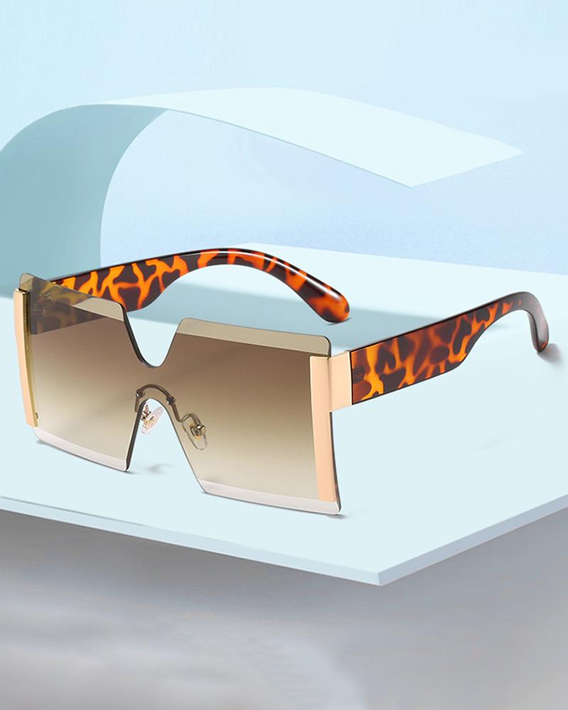 1Pair Rimless Flat Top Ombre Lens Sunglasses