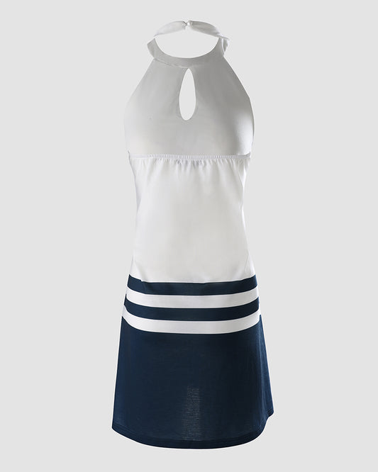 Anchor Print Colorblock Sleeveless Casual Dress